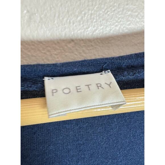 POETRY Silk Wool Lightweight Abstract Art to Wear Lagenlook Midi Dress 10 Navy - Picture 3 of 11